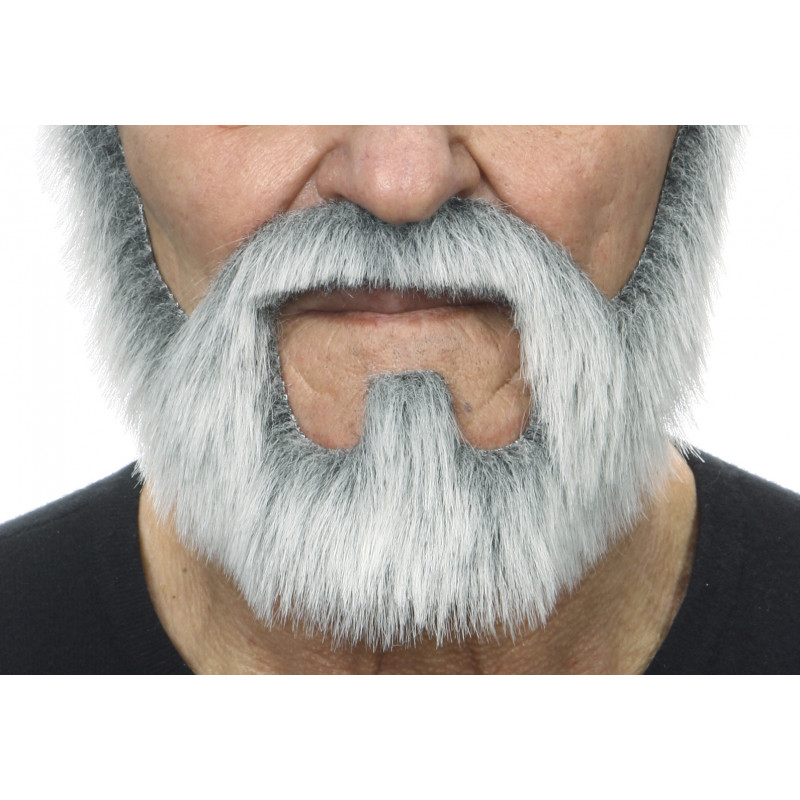 Barba corta gris para hombre con bigote, estándar adulto