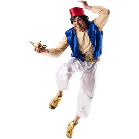 Aladdin - Disfraz de príncipe árabe para adultos, hombres, trajes de cuento  de hadas con sombrero de plumas