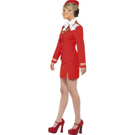 dinastía puenting Representar Disfraz de Azafata de Avión Rojo para Mujer | Comprar