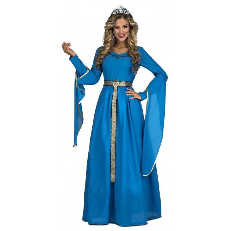 Disfraz Princesa Medieval/Vikinga Terciopelo Azul Mujer - Vestido Largo  Incluido