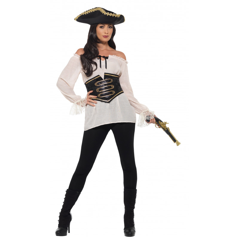 Camisa Pirata Blanca Corpiño para Mujer | Comprar Online