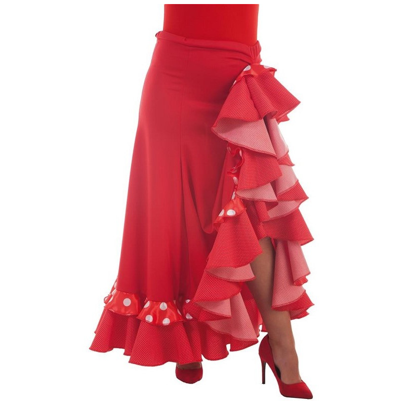 Falda flamenca económica color rojo modelo Ramo-Talla 38