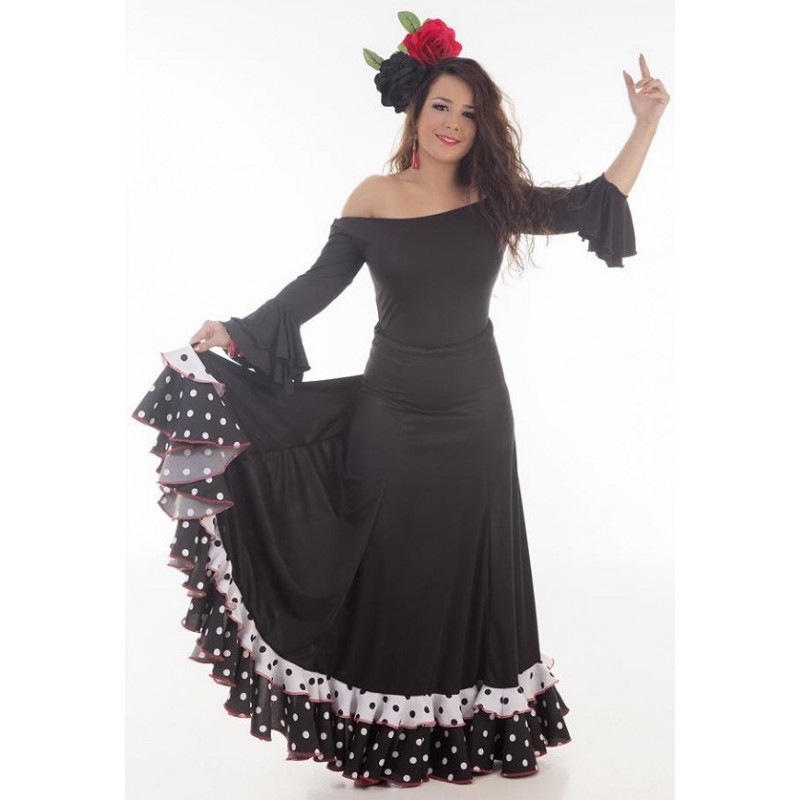 Falda flamenca blanca y negra modelo Marisma-Talla 38