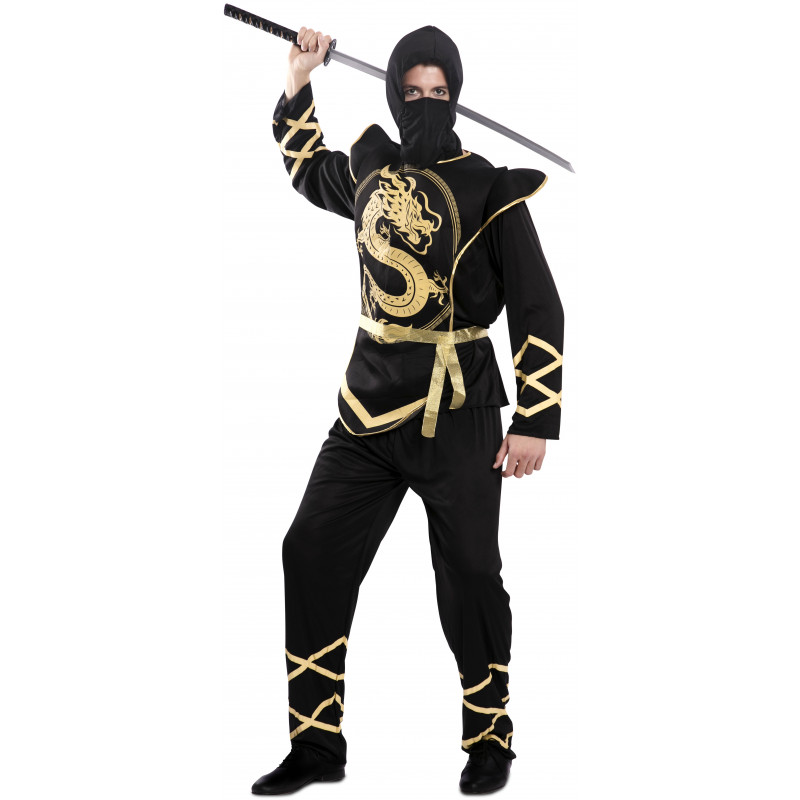 Disfraz de Ninja Negro y Dorado para mujer