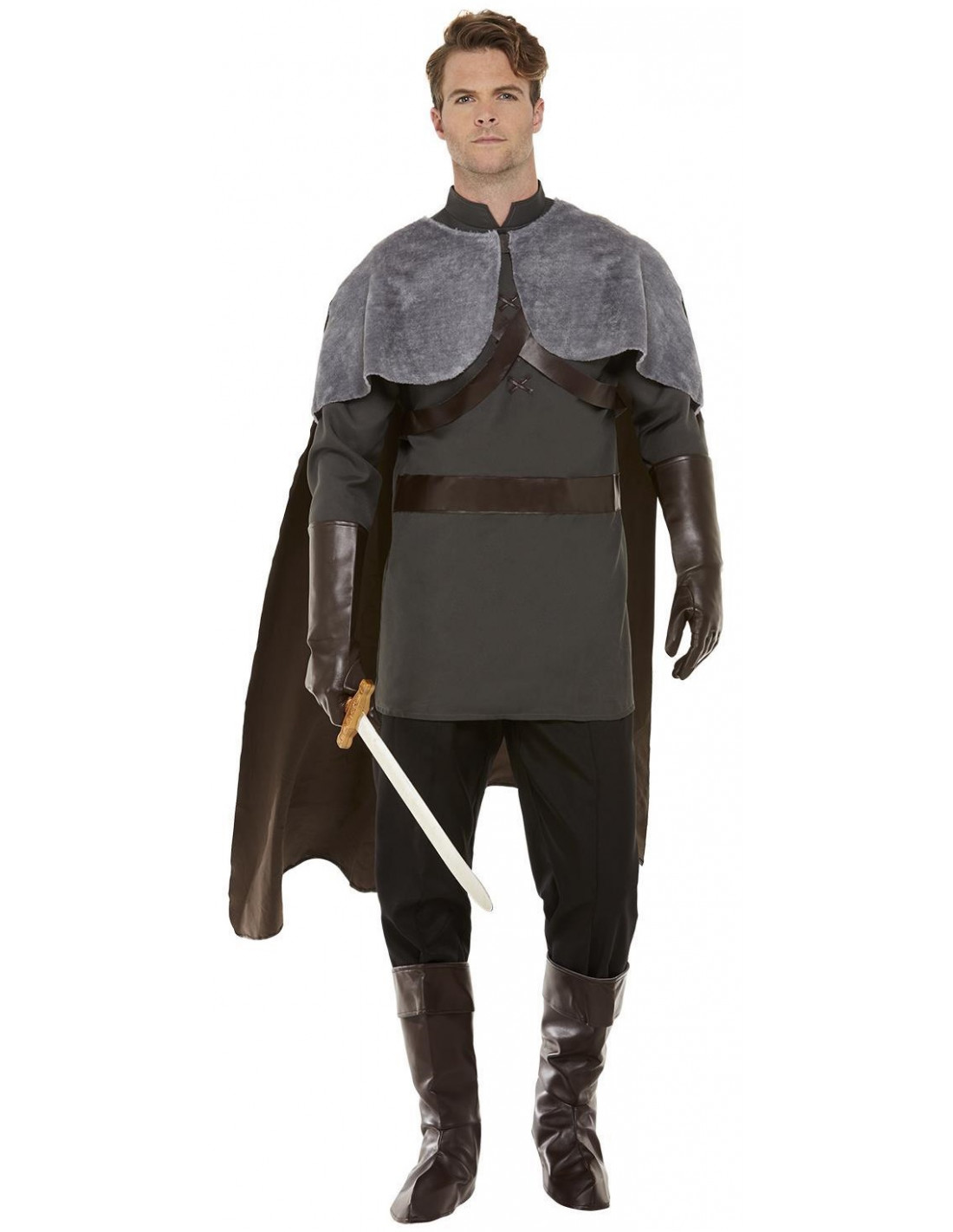 Disfraz de Señor Medieval Gris con Capa para Hombre