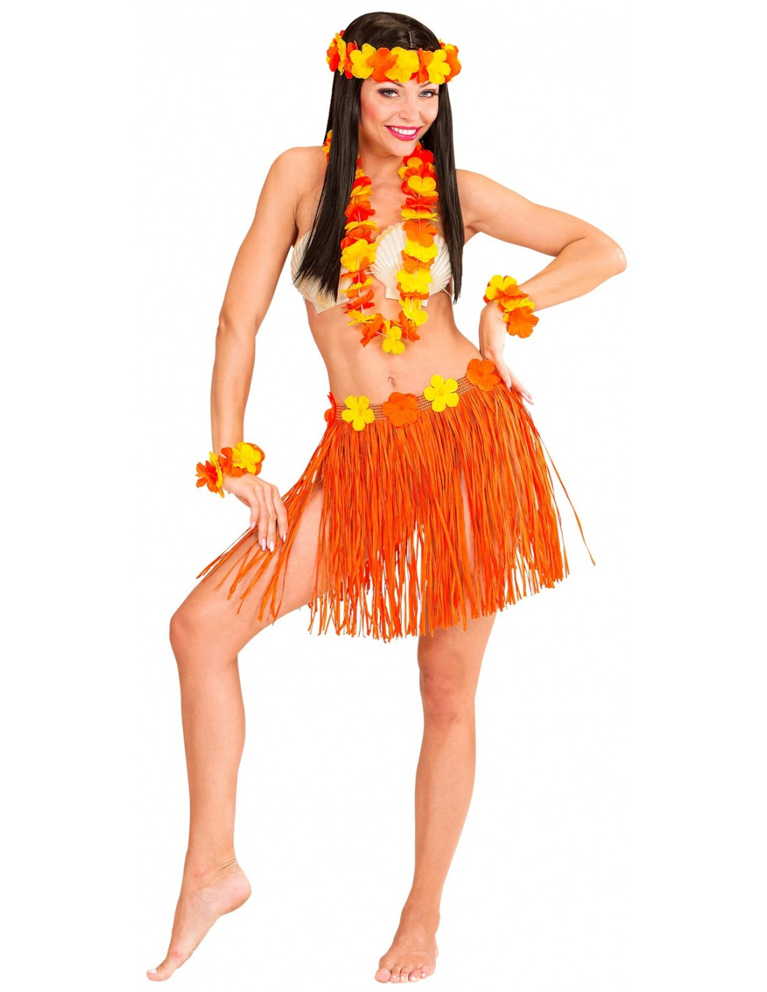 Falda Hawaiana en varios colores de 55 cm.