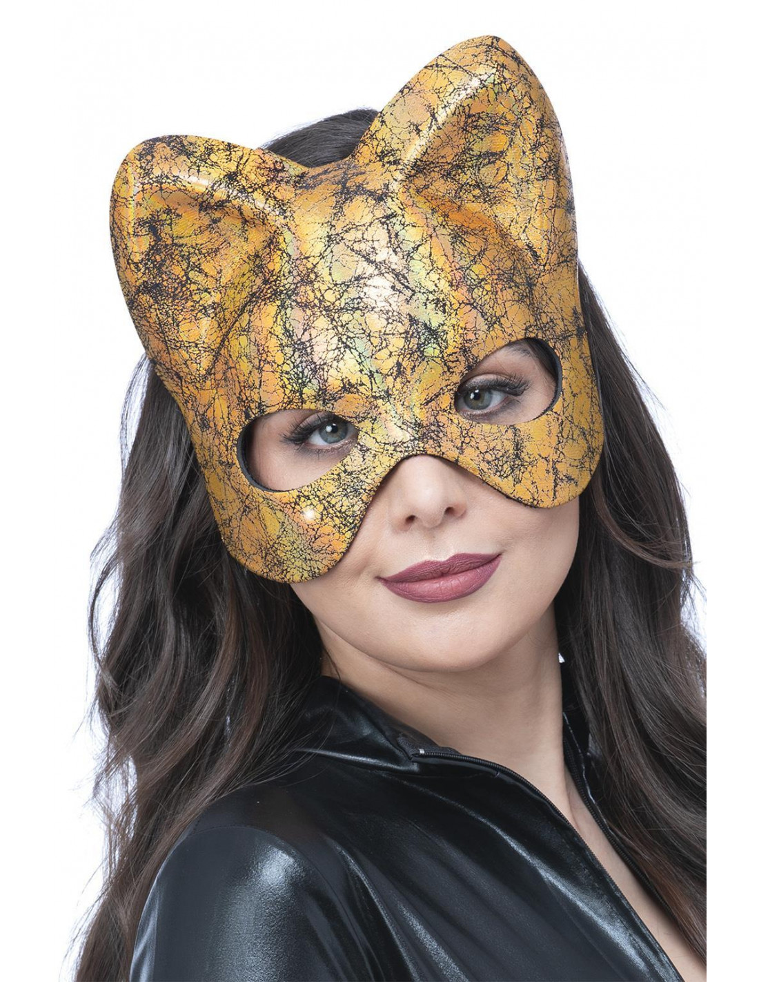 Máscara de lobo dorado negro para fiesta de Halloween, Media