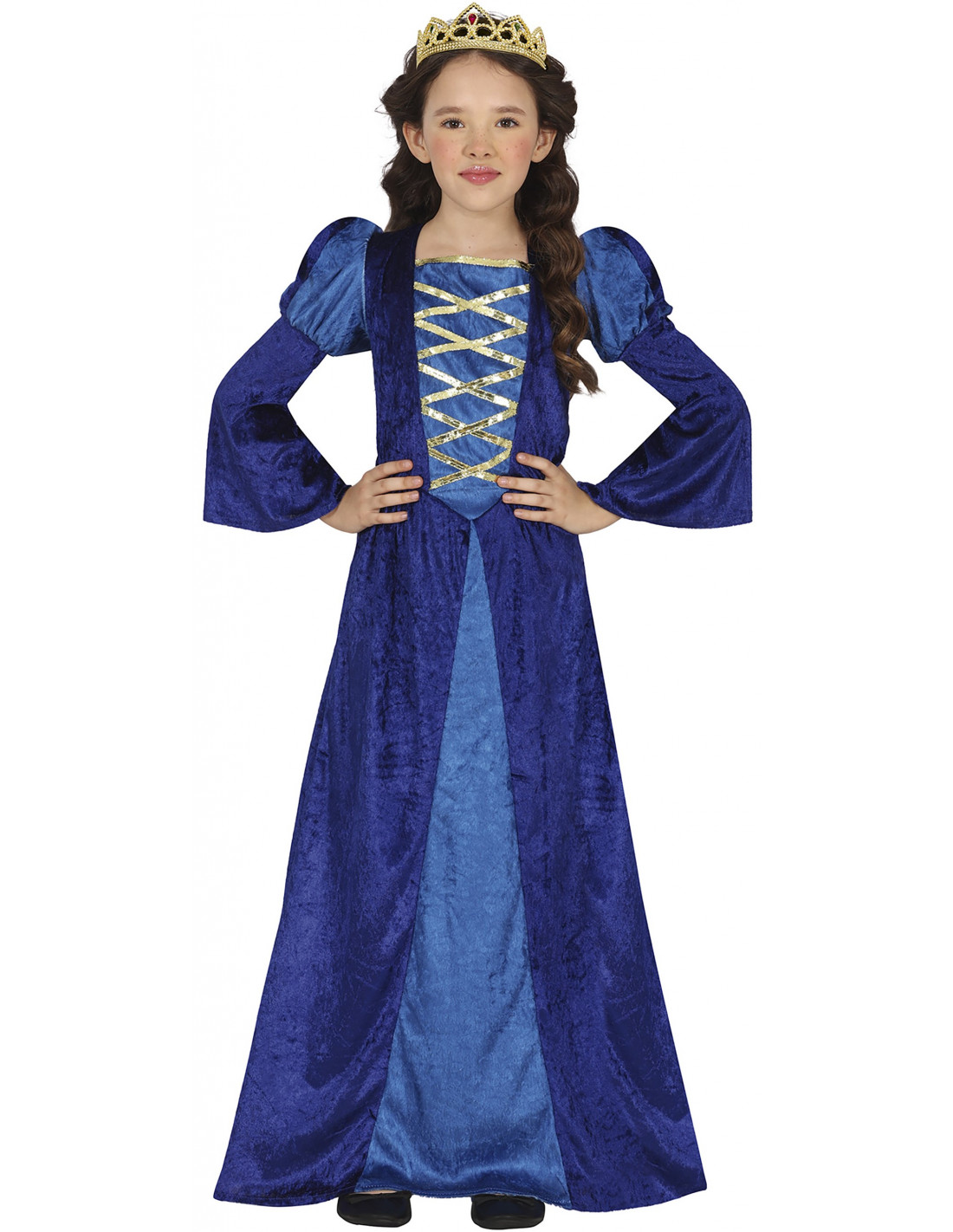 Disfraz de Princesa Vikinga o Medieval Azul para mujer