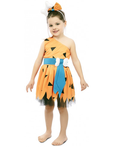 Disfraz de Cavernícola Naranja para Niña