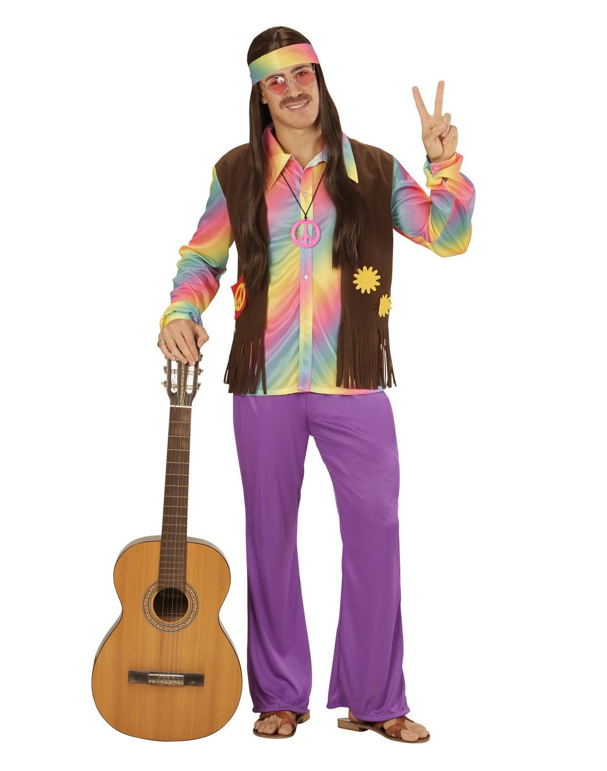 Disfraz de Hippie Multicolor para Hombre