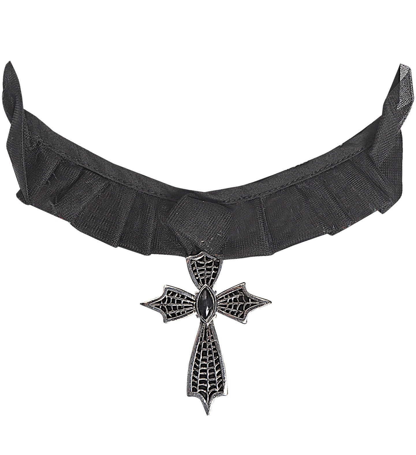 Collar Negro con Cruz Metálica