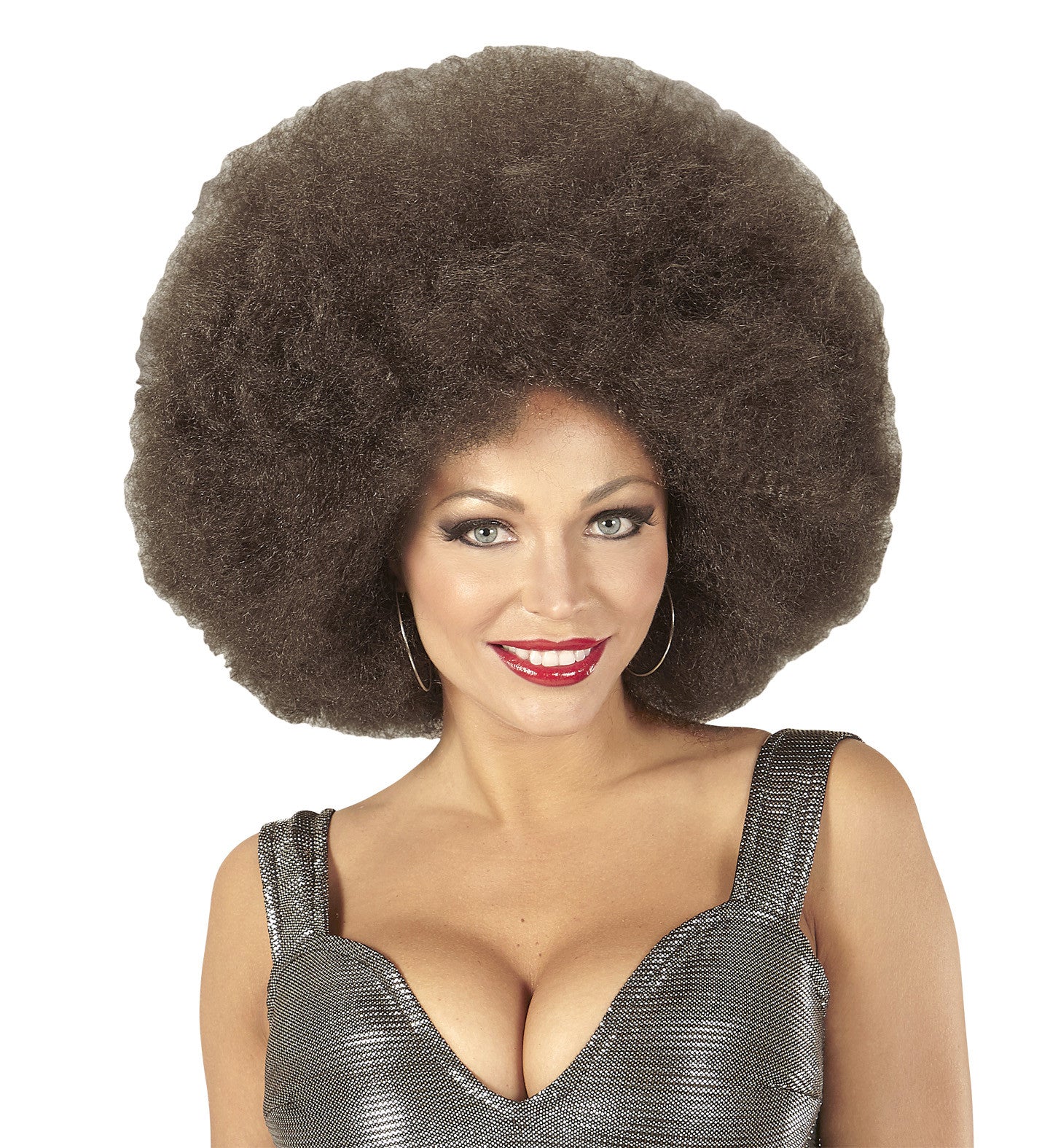 Peluca Super Afro Castaña Oscura