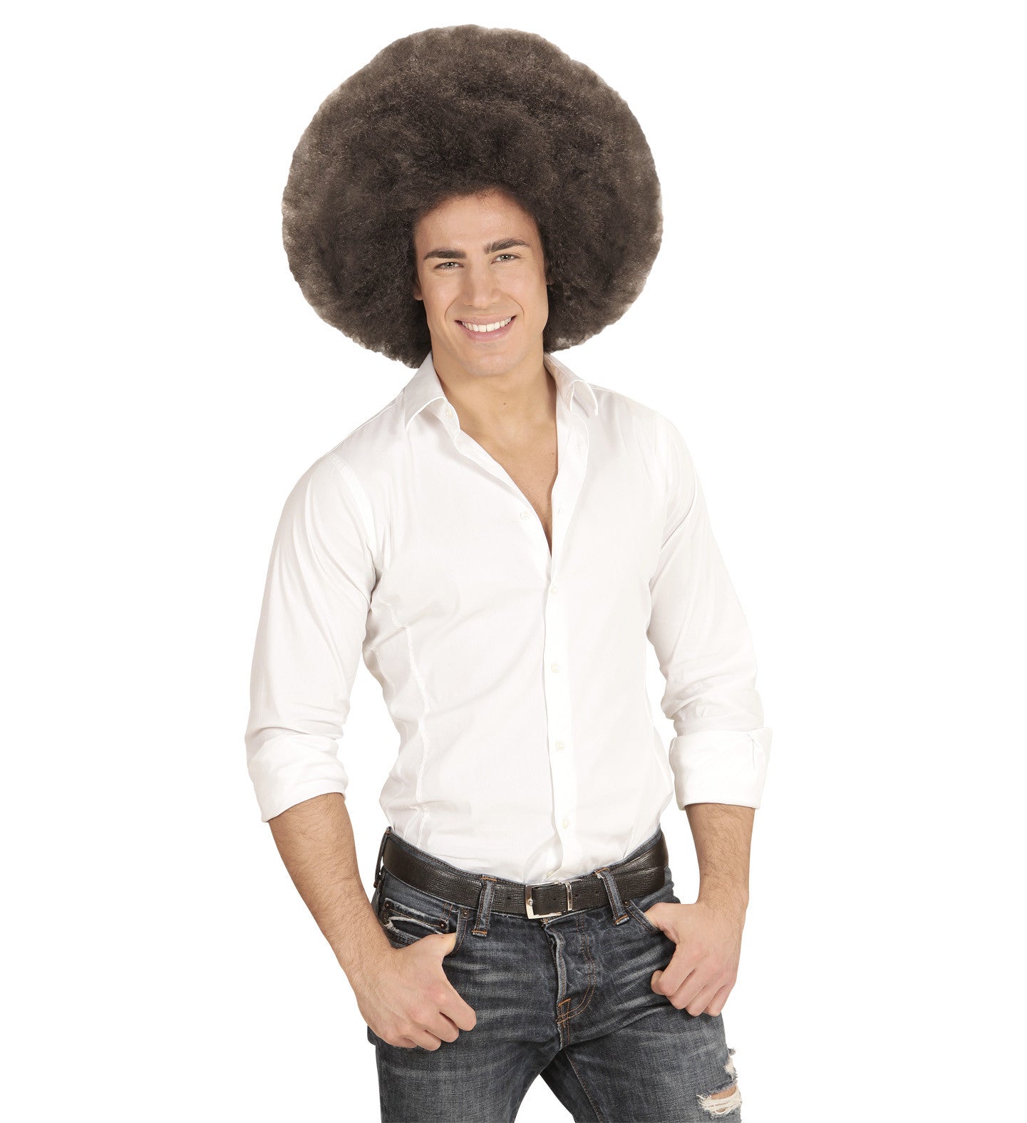 Peluca Super Afro Castaña Oscura