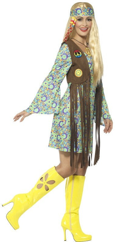 Disfraz de Hippie con Chaleco para Mujer