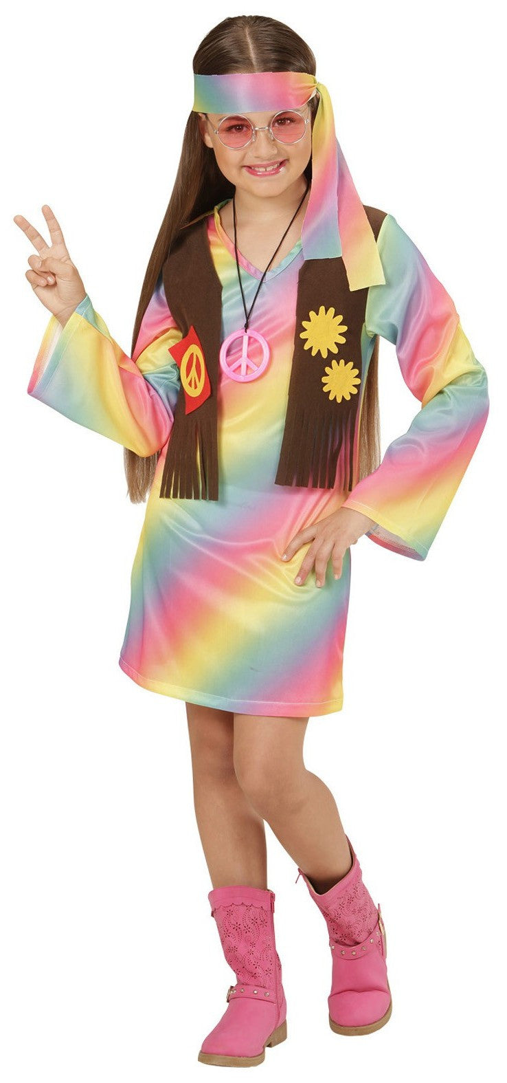 Disfraz de Hippie Multicolor para Niña