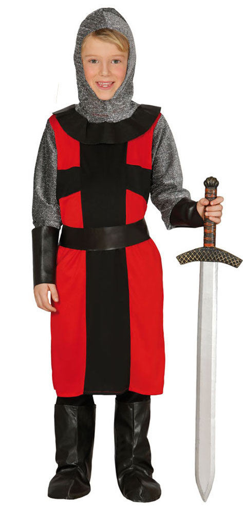 Disfraz de Caballero Medieval Rojo y Negro para Niño