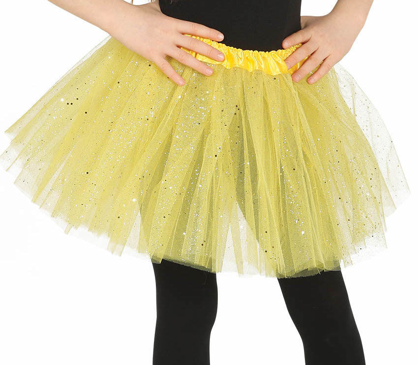 Tutú Amarillo Fluor para Niña con Purpurina