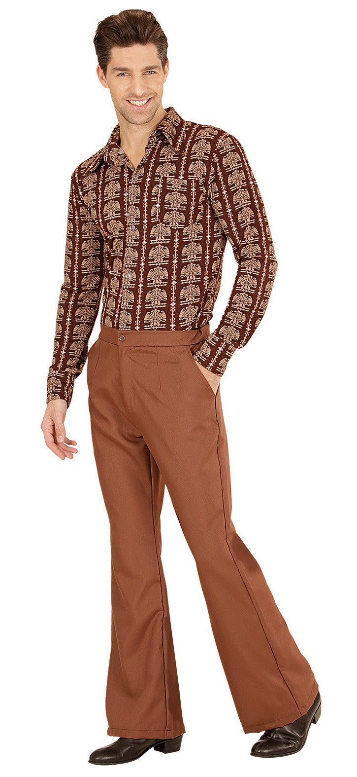 Pantalón de Campana Años 70 Marrón para Hombre