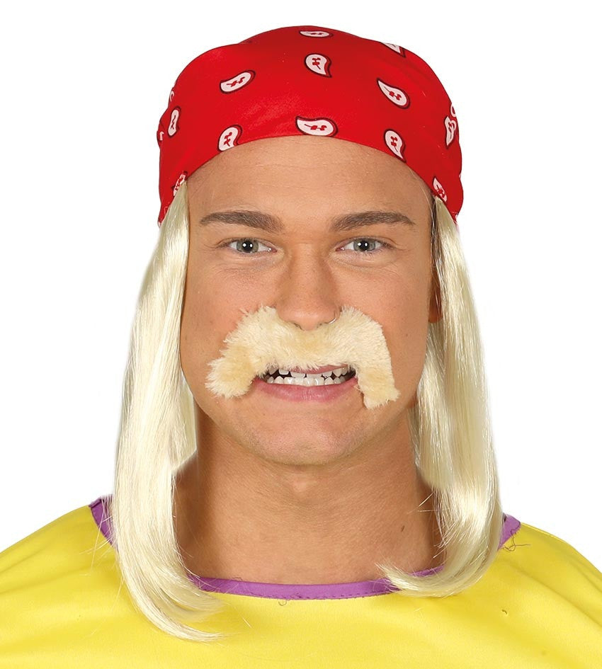 Peluca Rubia de Hulk Hogan con Bigote