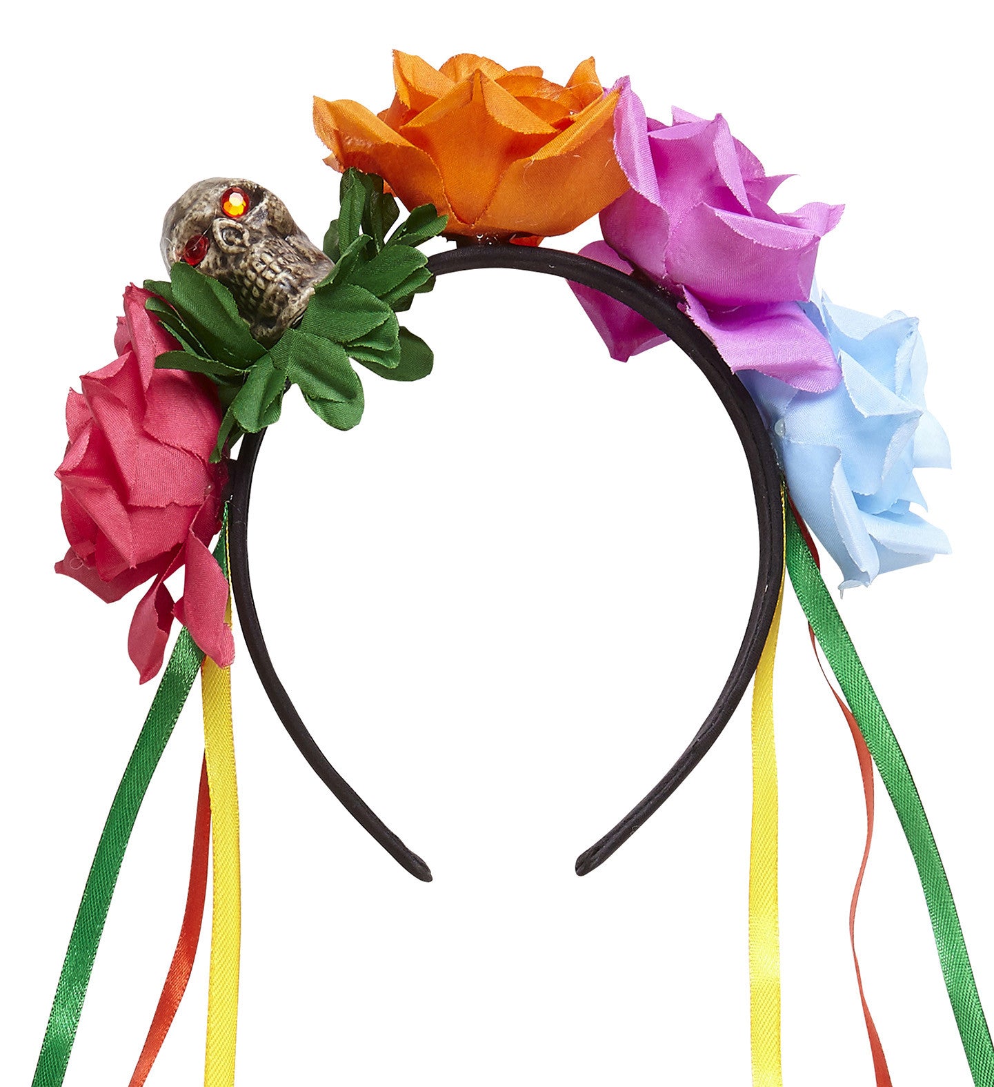 Diadema de Catrina con Rosas y Calavera