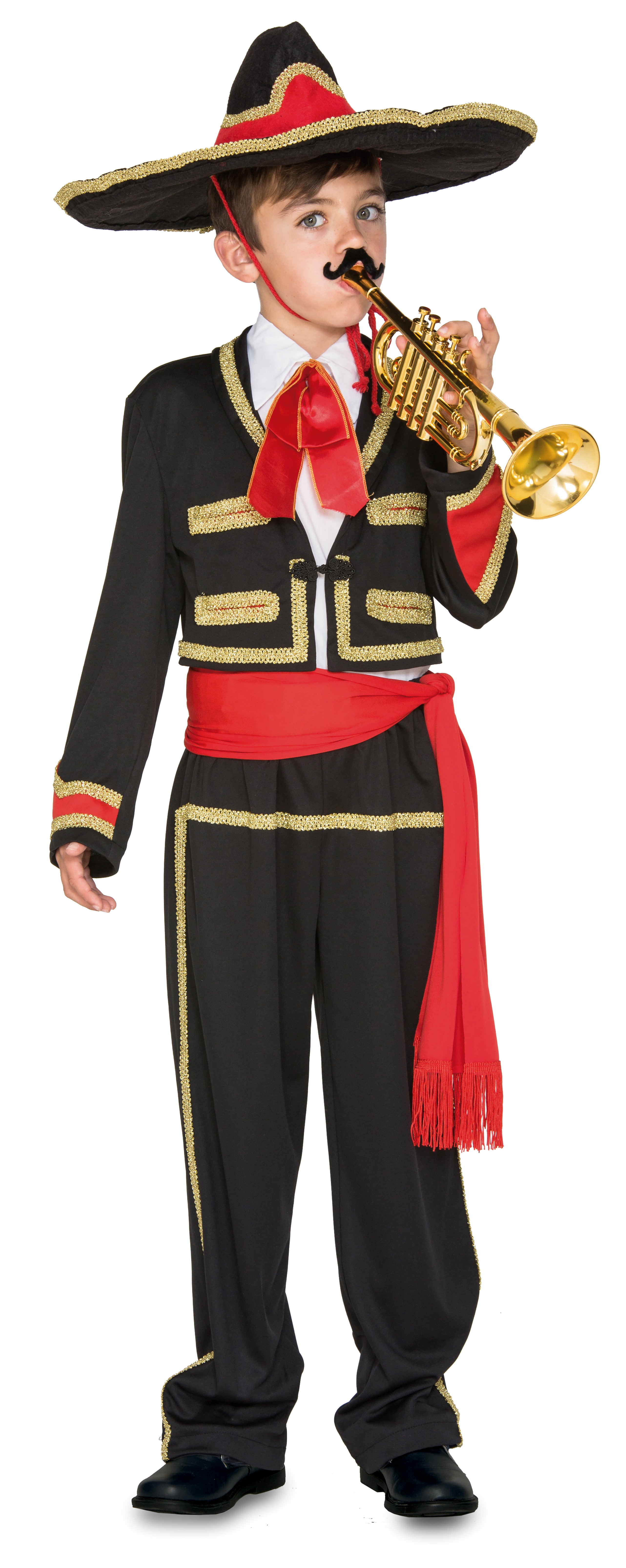 Disfraz de Mariachi Mejicano Rojo y Negro para Niño