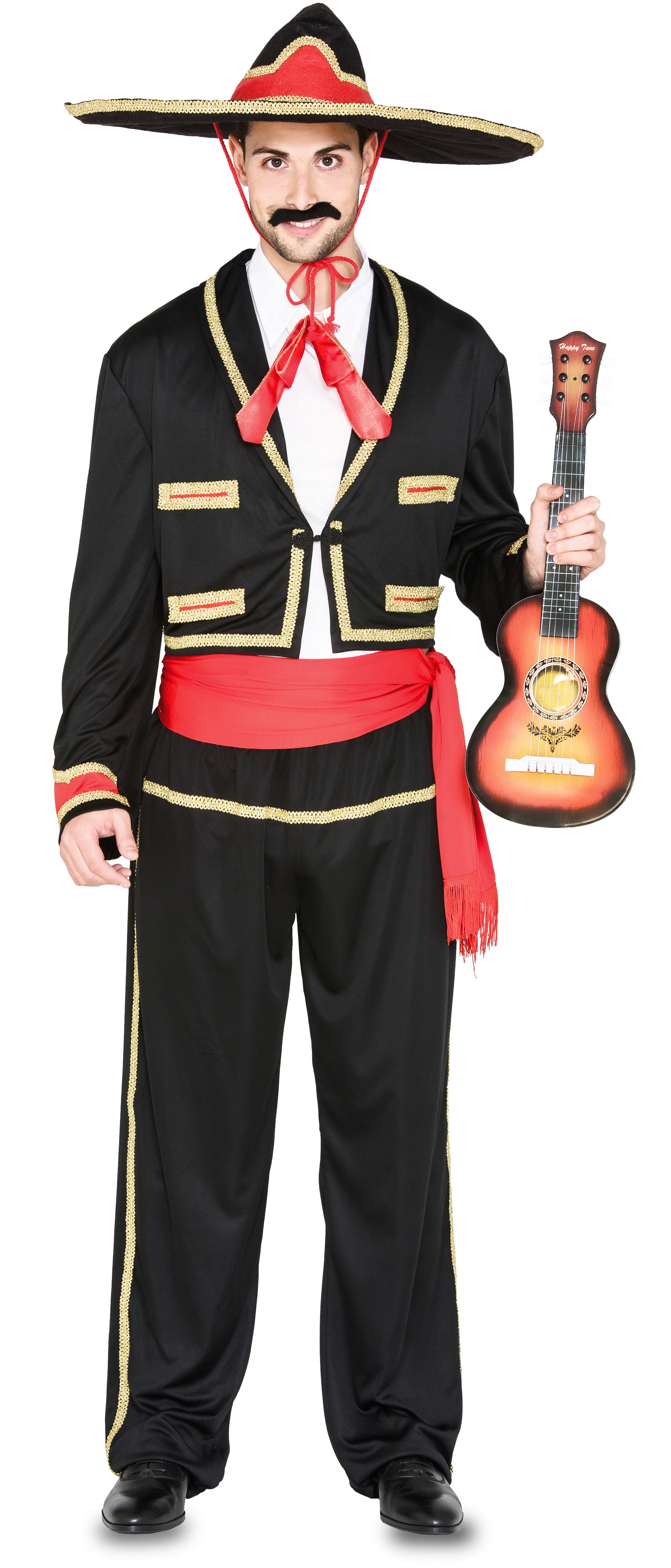 Disfraz de Mariachi Mejicano Rojo y Negro para Adulto