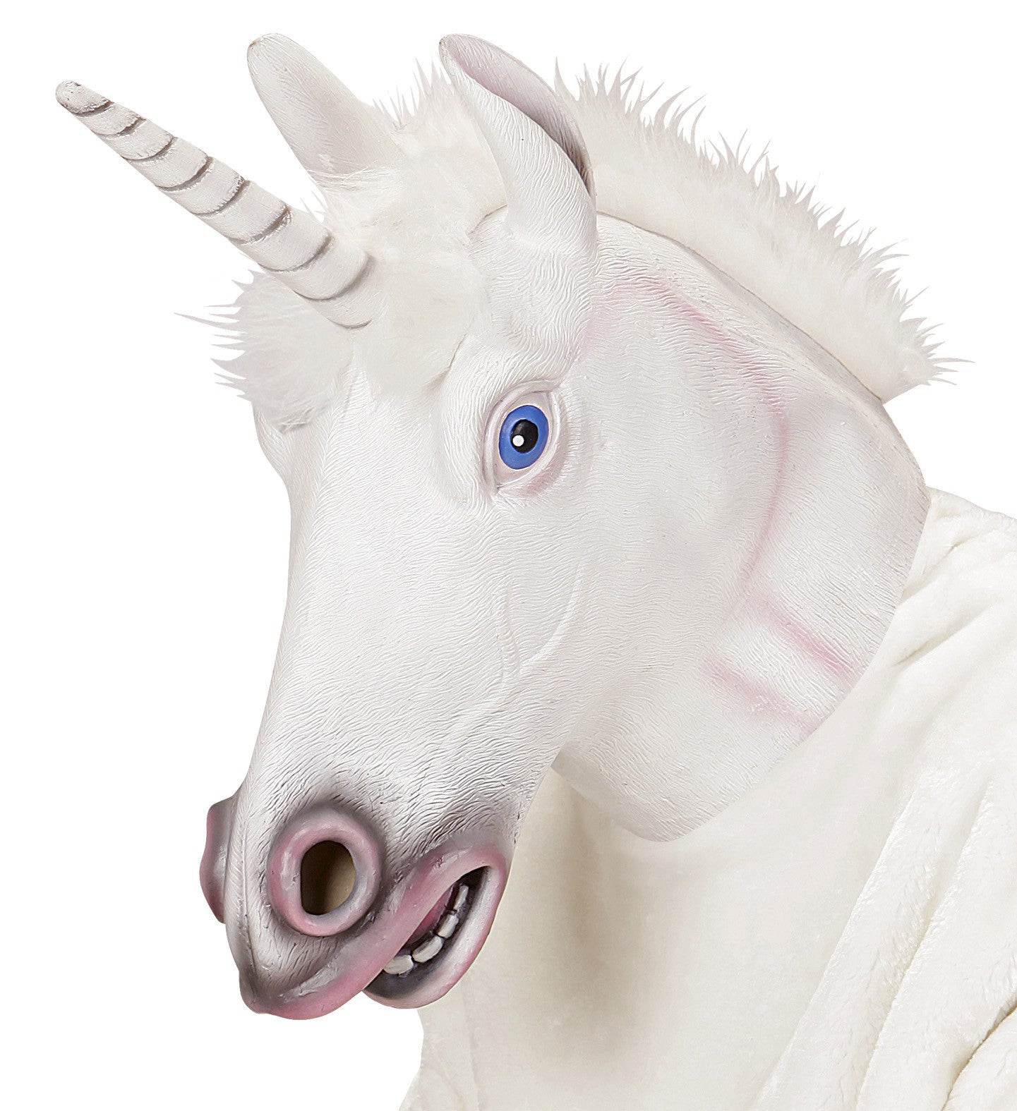 Máscara de Unicornio Blanco de Látex con Pelo