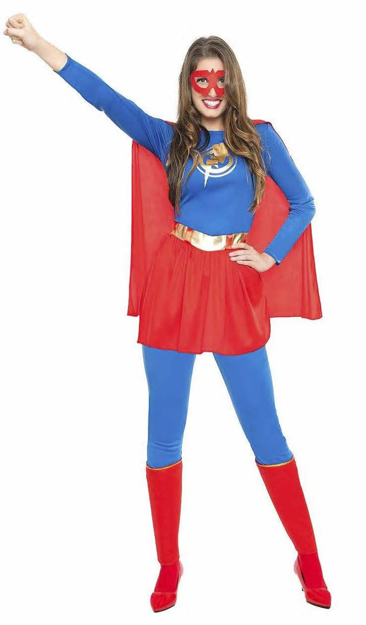 Disfraz de Superheroína Azul y Rojo para Mujer