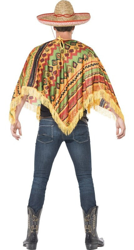 Poncho Mexicano con Bigote para Adulto