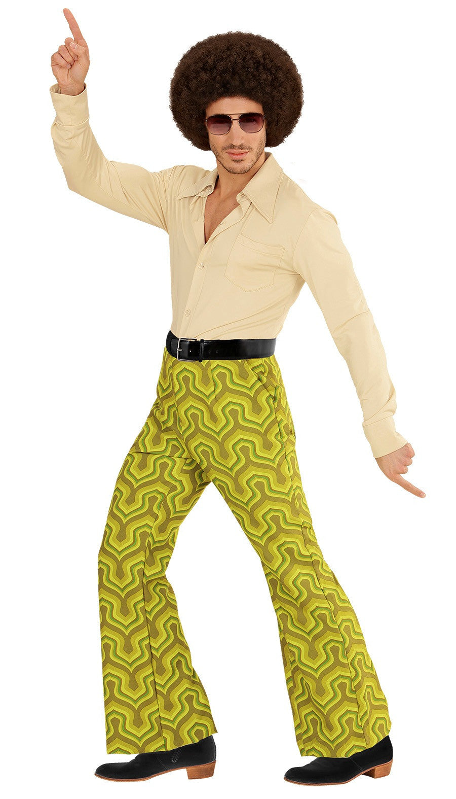 Pantalón Disco Años 70 Verde Pistacho para Hombre