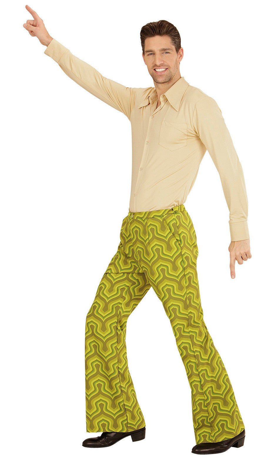 Pantalón Disco Años 70 Verde Pistacho para Hombre