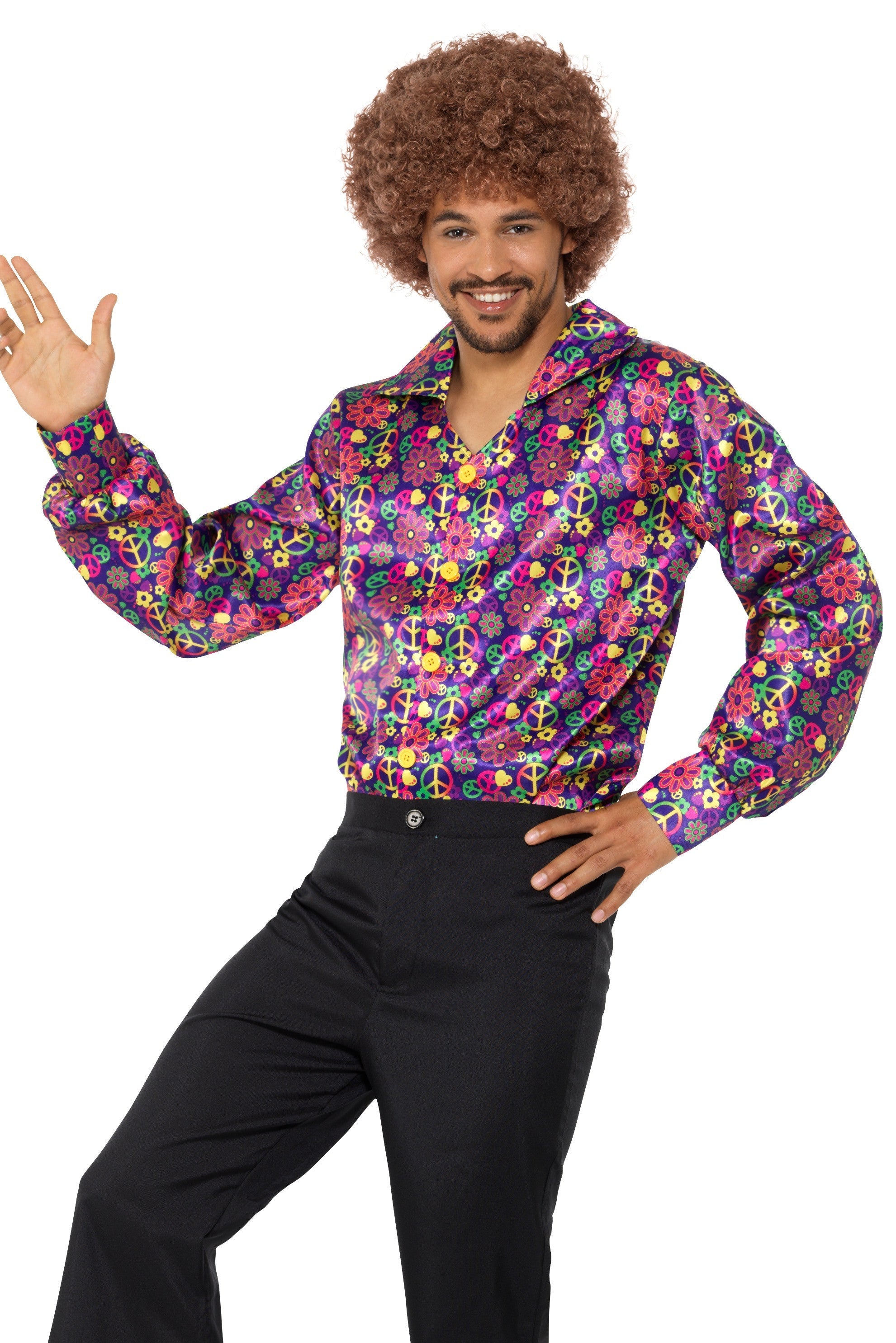 Camisa Disco Hippie Multicolor para Hombre