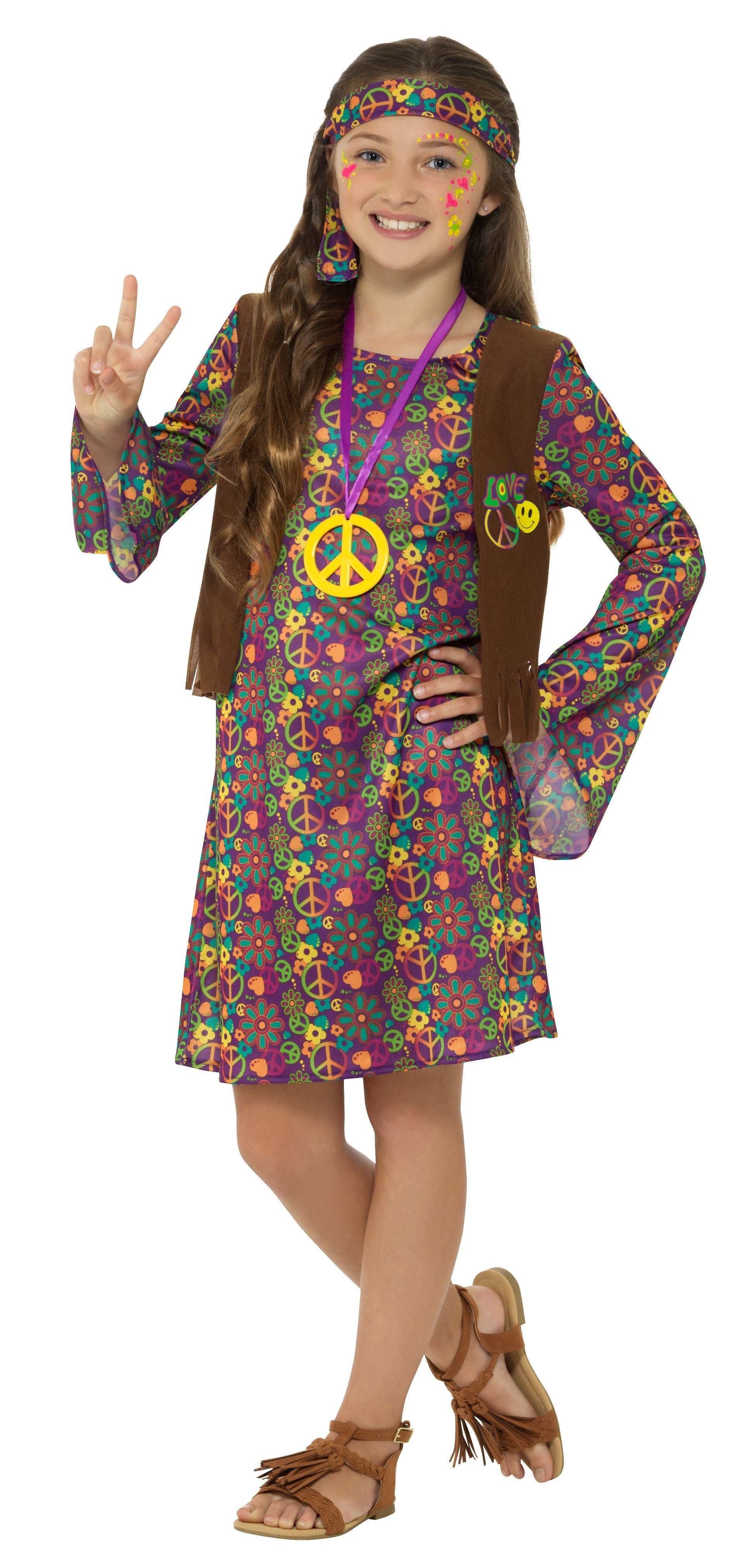 Disfraz de Hippie con Chaleco para Niña