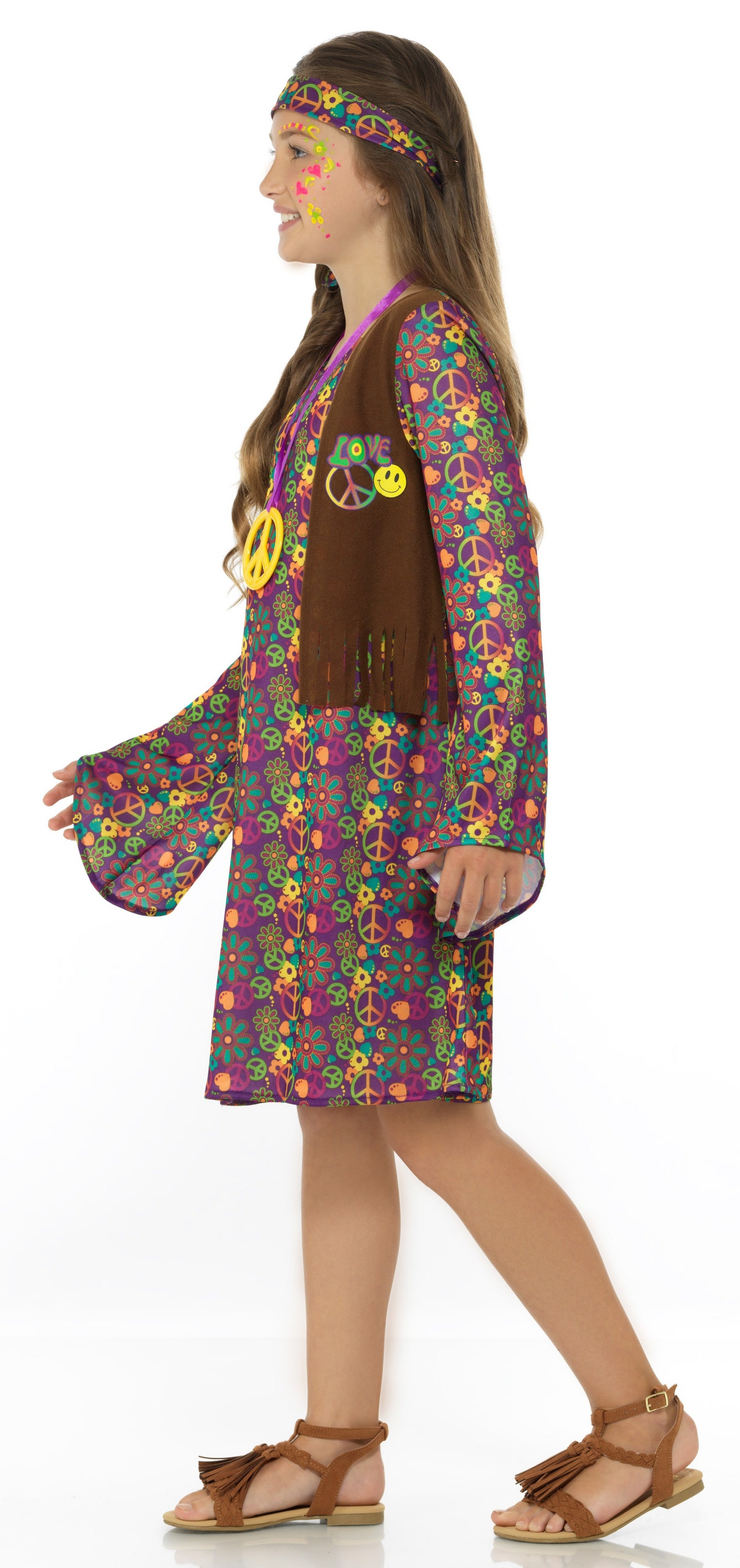 Disfraz de Hippie con Chaleco para Niña