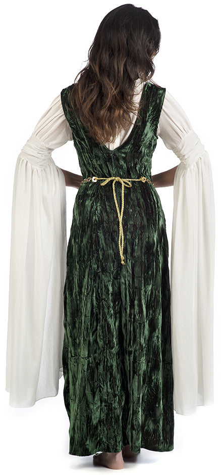 Disfraz de Dama Medieval Verde con Mangas Largas para Mujer