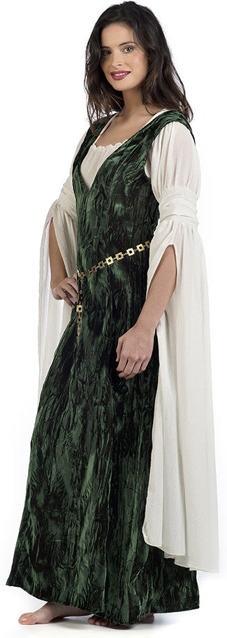 Disfraz de Dama Medieval Verde con Mangas Largas para Mujer