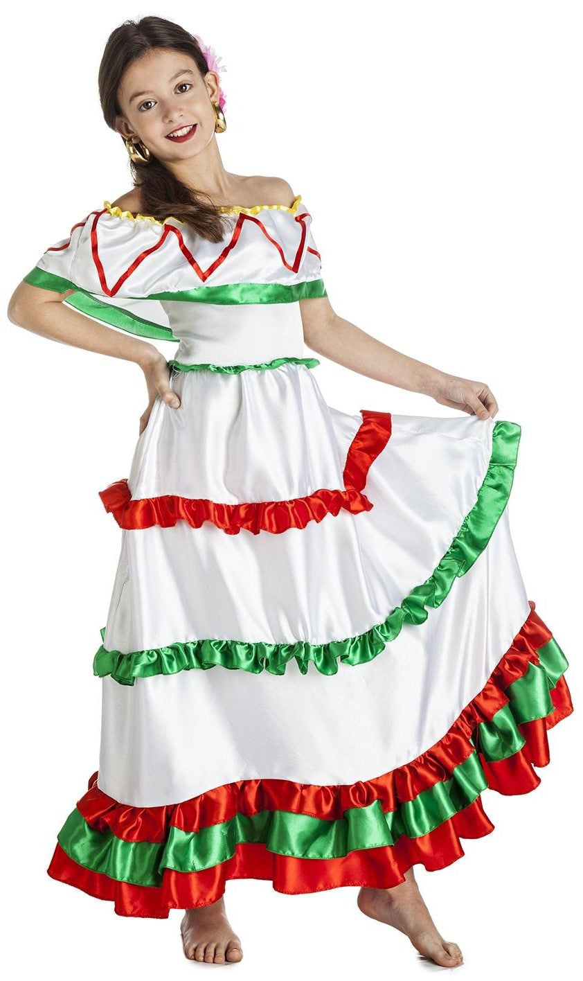 Disfraz de Mexicana Blanco para Niña