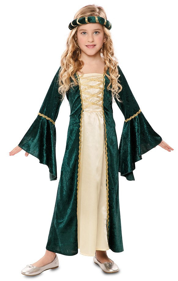 Disfraz de Dama Medieval Verde para Niña