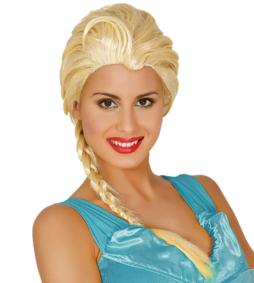 Peluca de Elsa de Frozen Rubia con Trenza