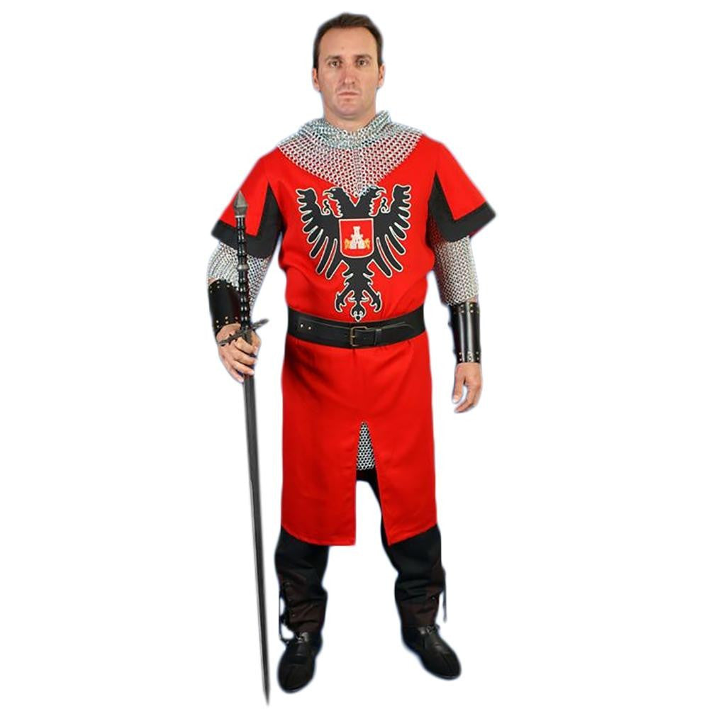 Traje Medieval Rojo con Águila Bicéfala para Hombre