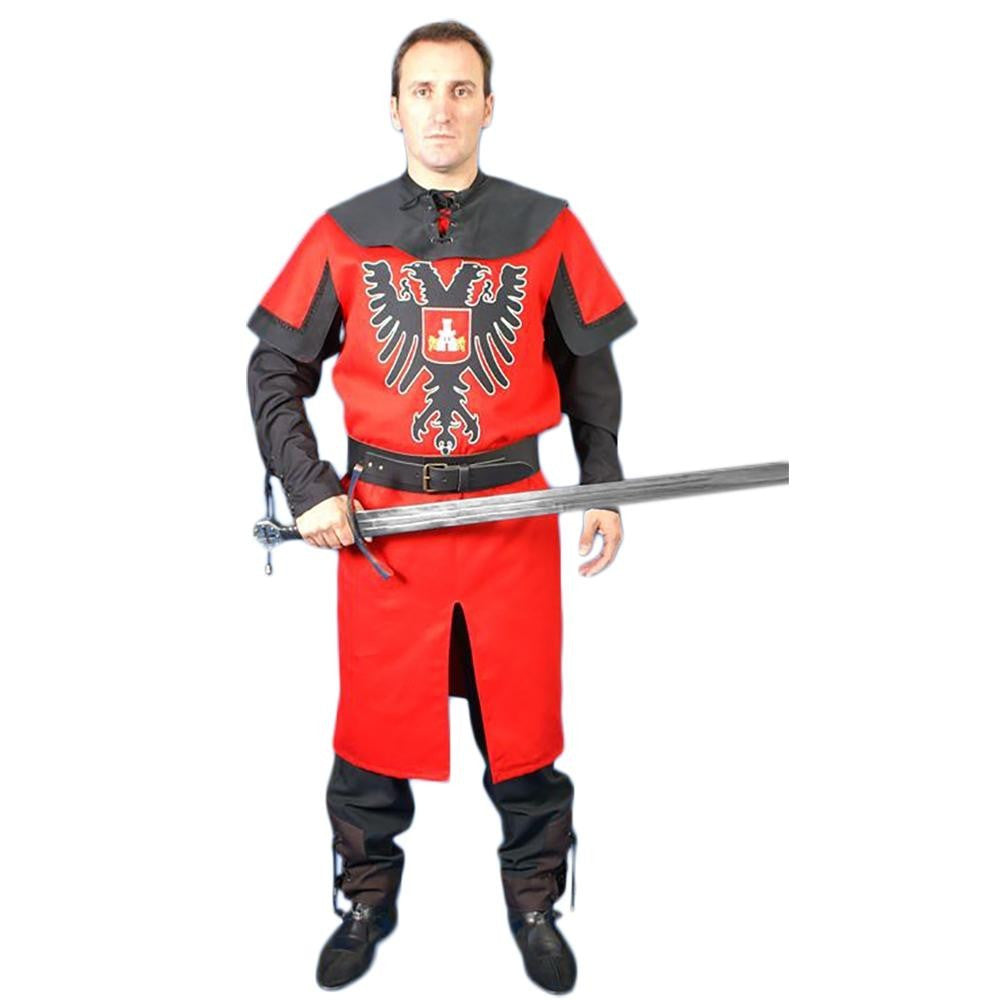 Traje Medieval Rojo con Águila Bicéfala para Hombre