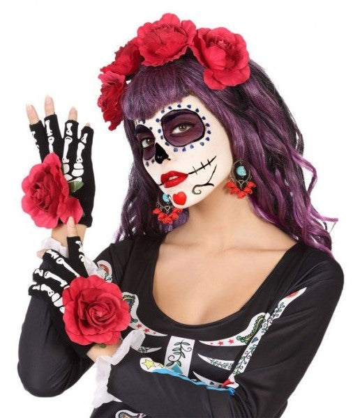 Kit de Catrina con Pendientes, Guantes y Diadema