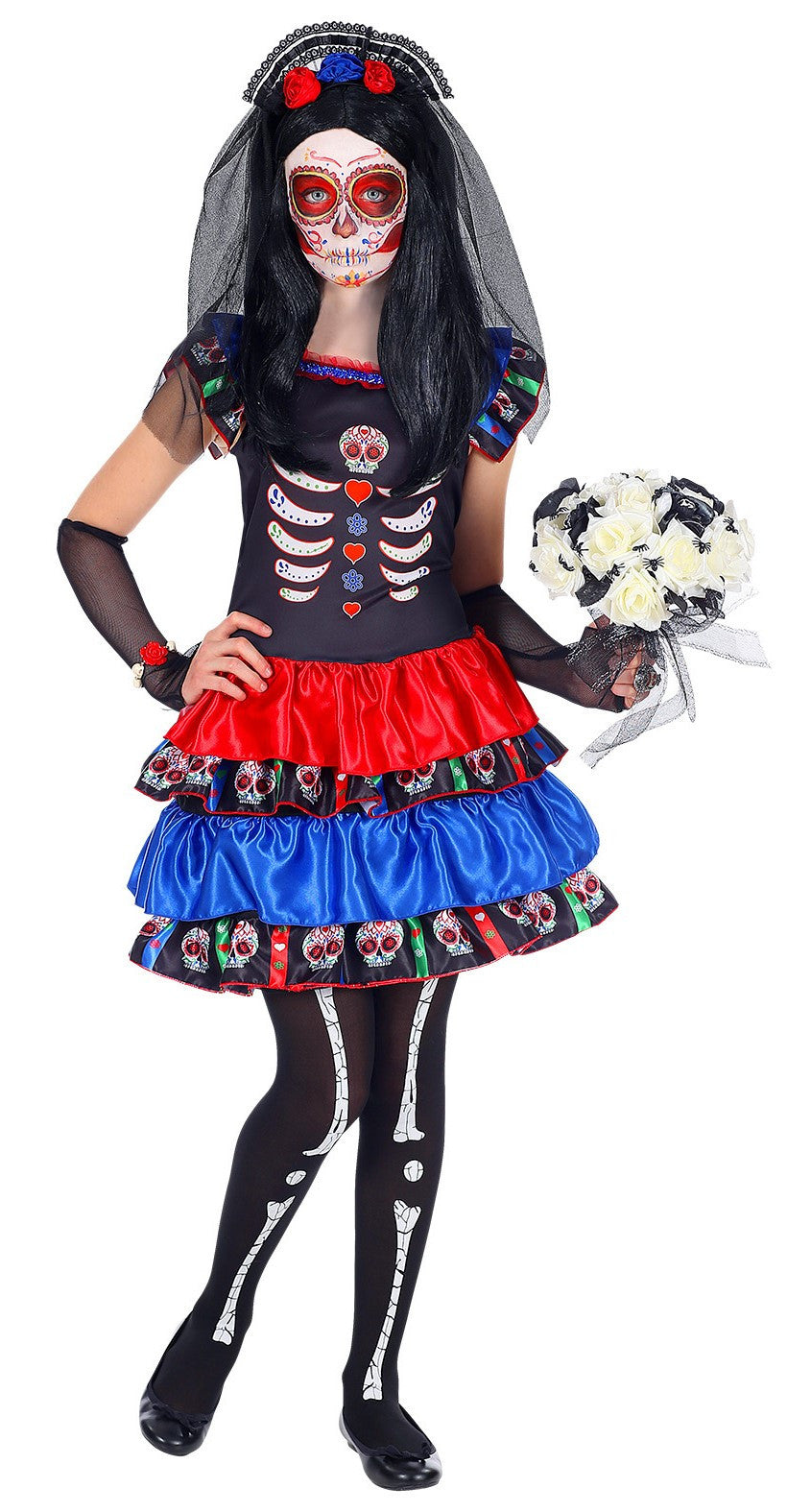 Disfraz de Catrina Dia de los Muertos para Niña