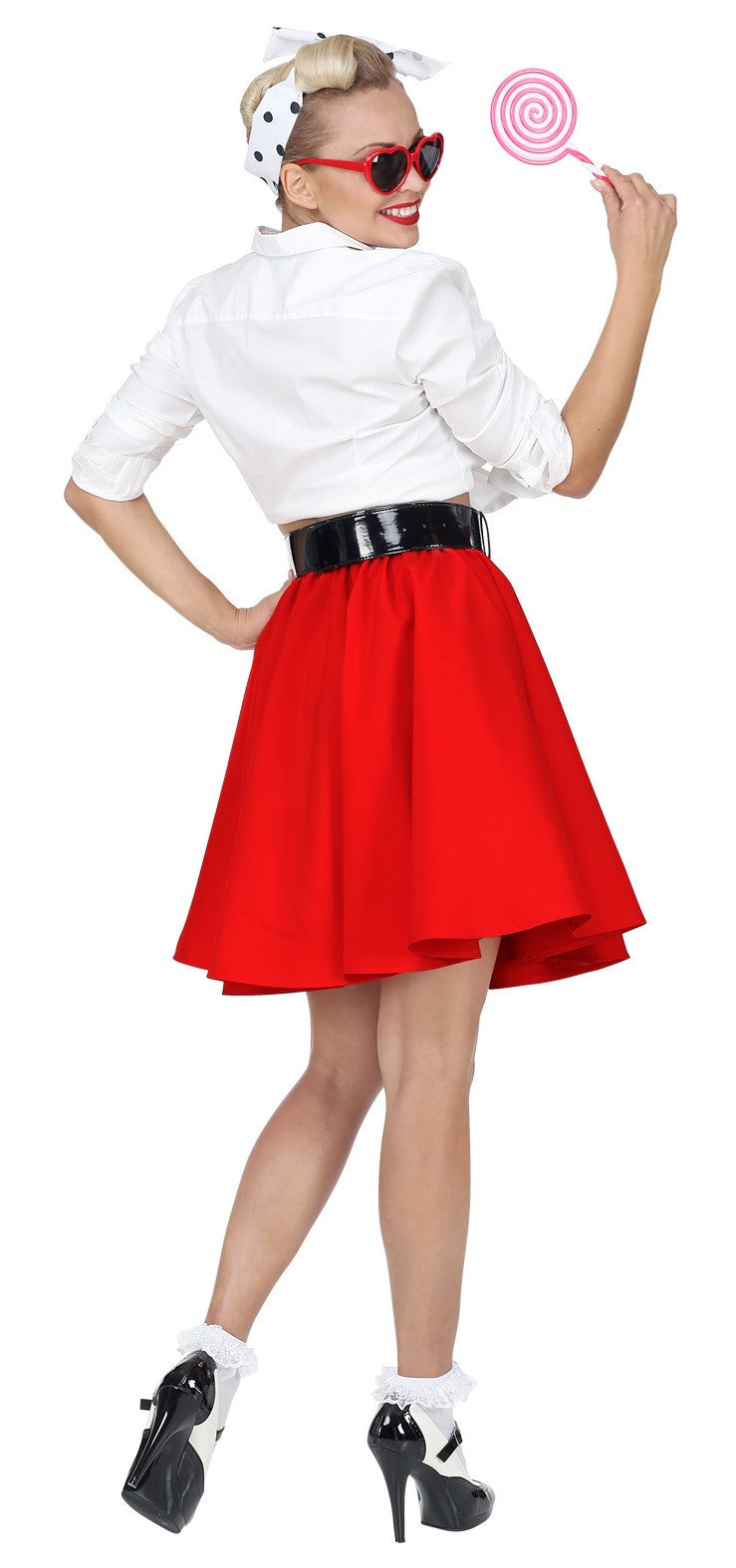 Falda Grease Roja Estilo Pin Up