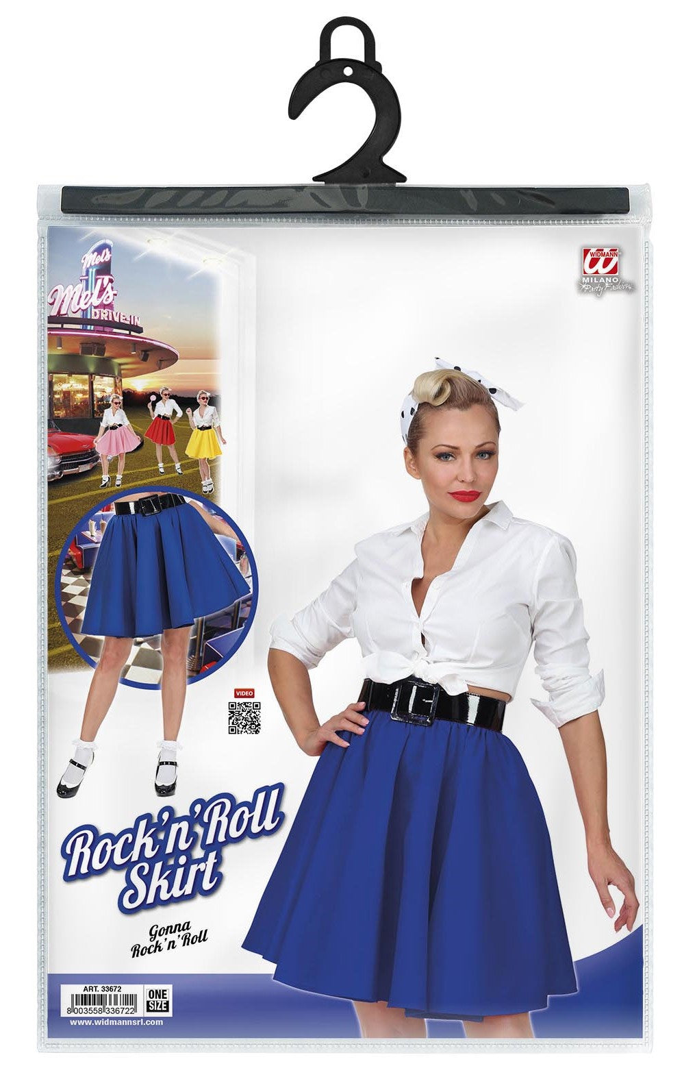 Falda Grease Azul Estilo Pin Up