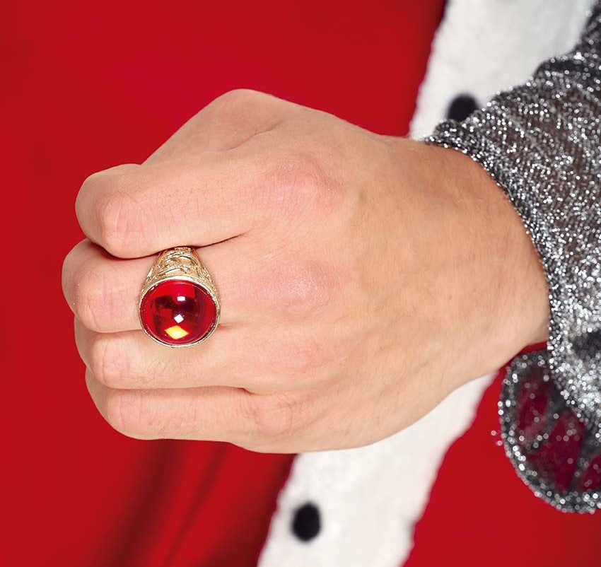 Anillo Dorado con Piedra Preciosa Roja