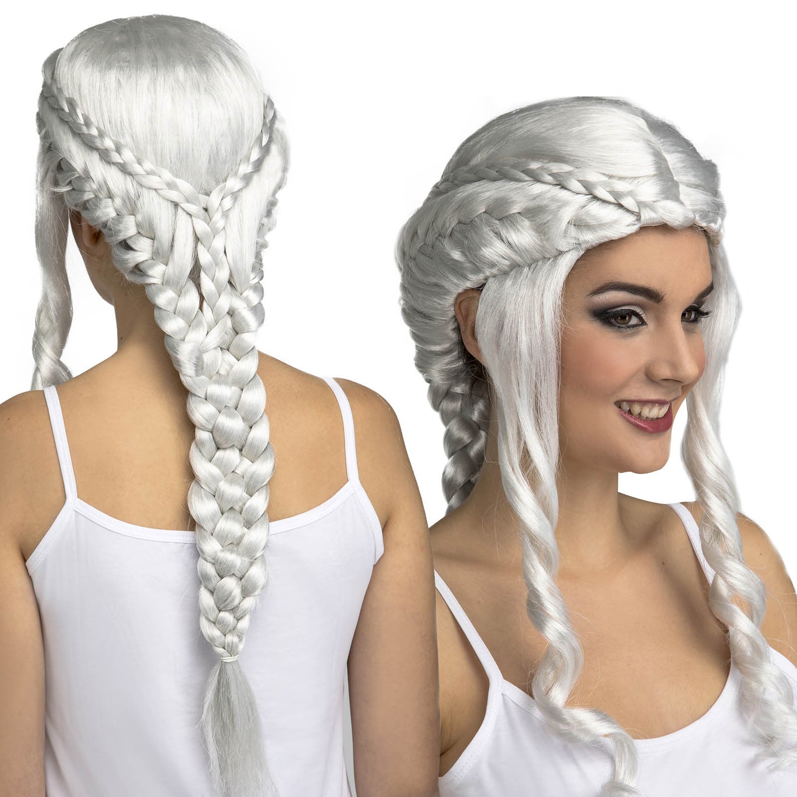 Peluca de Daenerys Targaryen Blanca con Trenzas