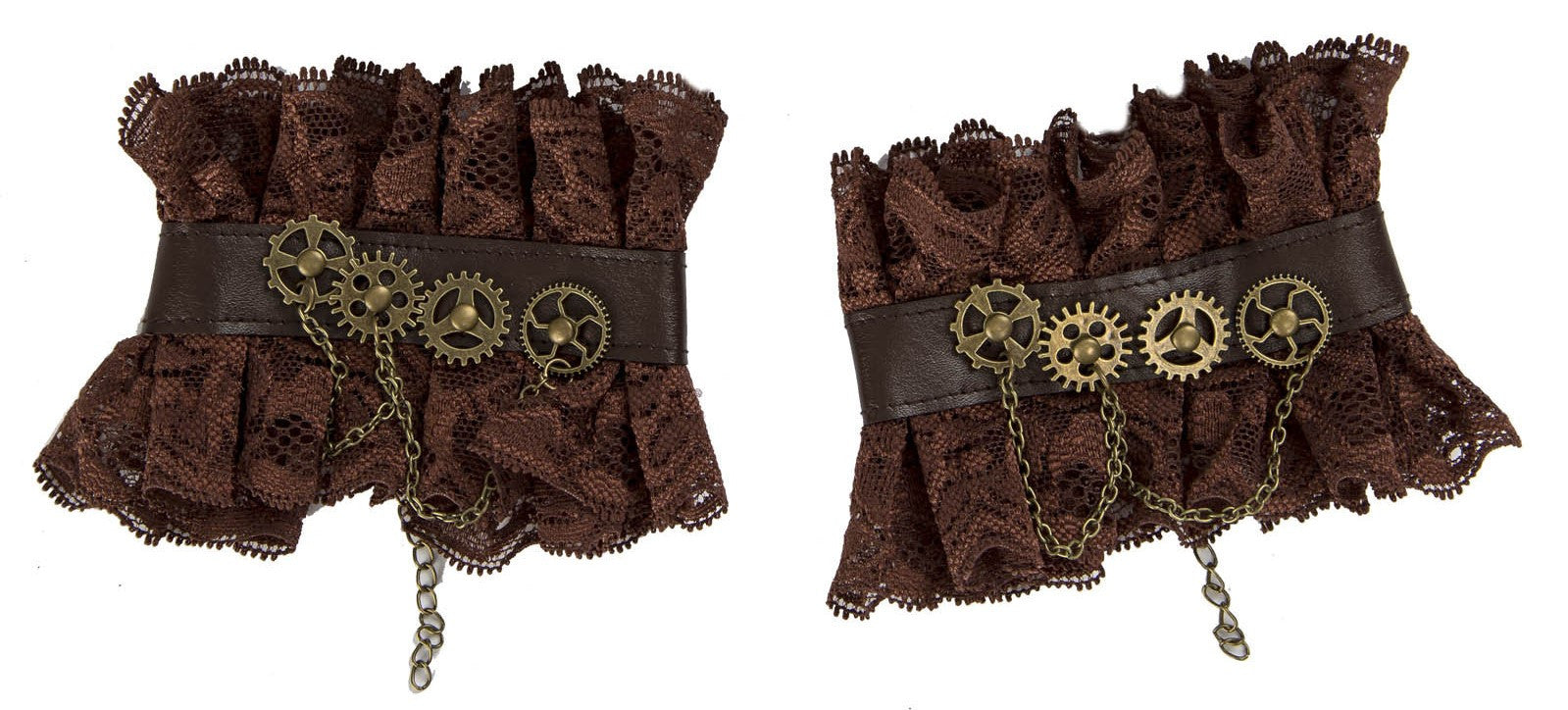 Brazaletes Steampunk con Encaje y Engranajes