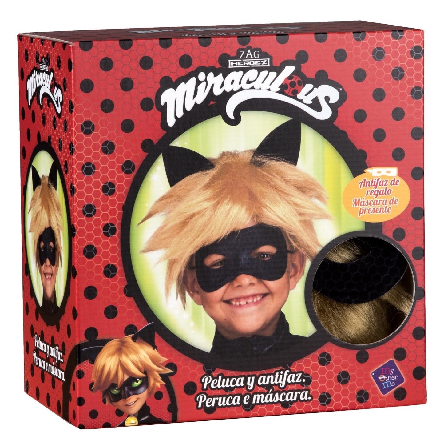 Peluca de Cat Noir Rubia con Antifaz Infantil