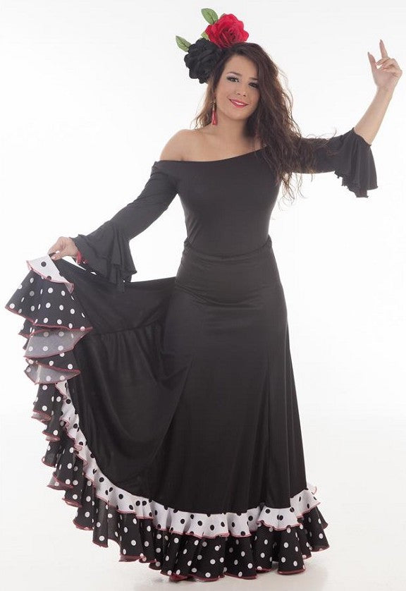 Falda Flamenca Negra y Blanca para Mujer